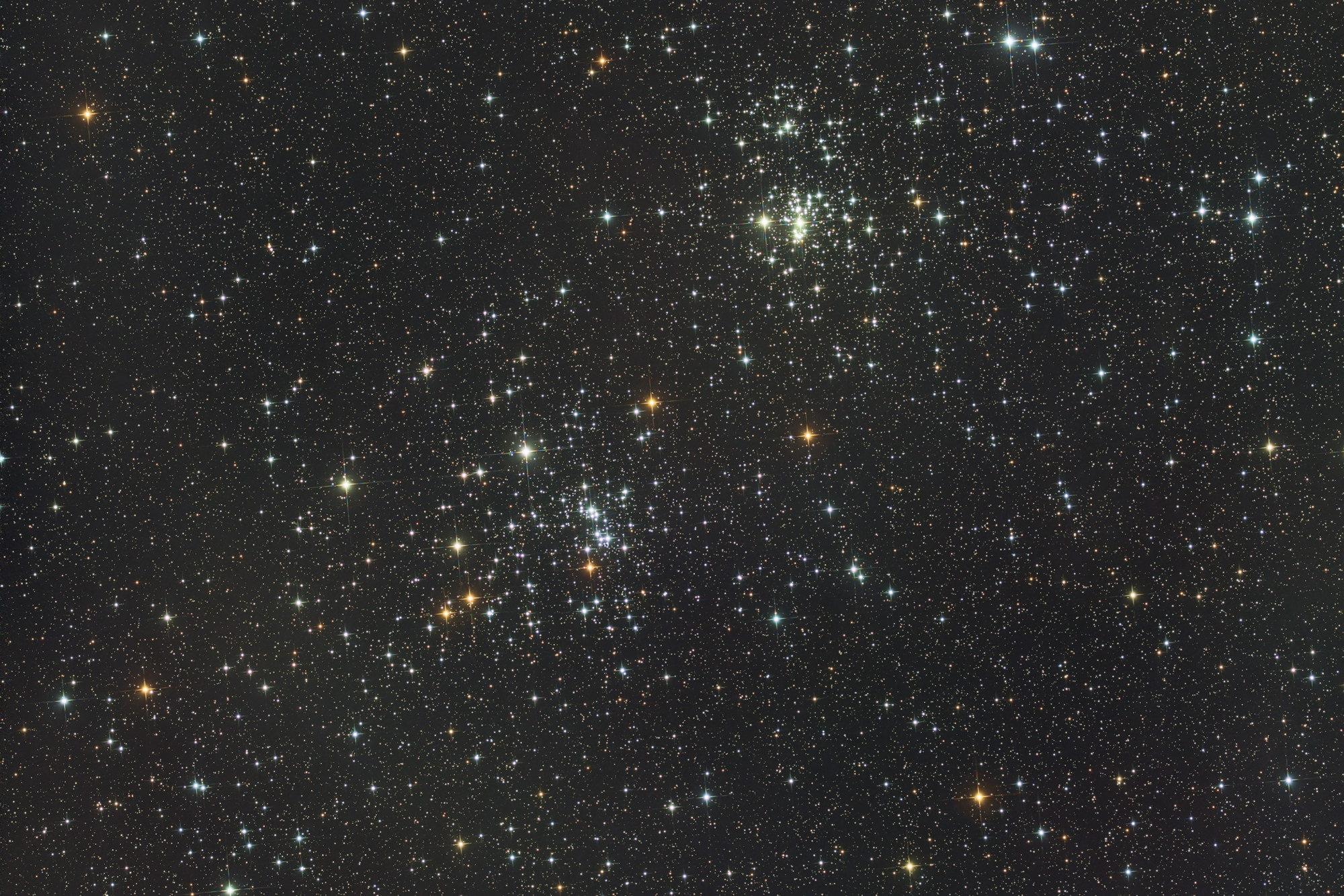 Double cluster h and chi Persei, NGC 869 and NGC 884 in the constellation Cassiopeia